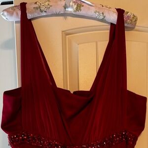 Burgundy A Line Dress with sequins